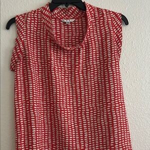 CAbi Red and White Patterned Blouse